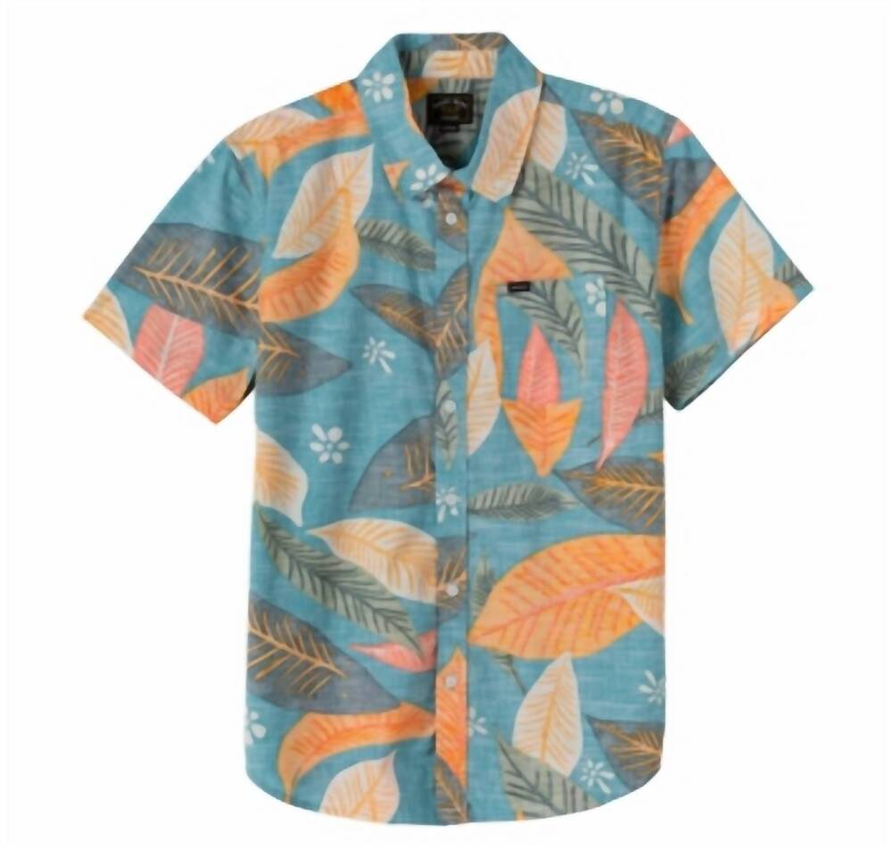 NEW DARK SEAS men's saxony short sleeve woven shirt in blue